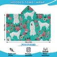 thumbnail image 2 of Great Pyrenees Dog and Pioneer Flower Hooded Bath Towel，60"x35" for Ages 3 To 12 Kids, Quick Dry Lightweight Soft Microfiber Hood Beach Towel Cover Up for Kids, 2 of 7