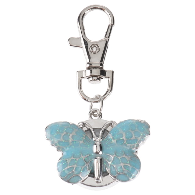 EeaseMX 1 llavero colgante con forma delicada, reloj de bolsillo de cuarzo con dibujos animados, portátil, para estudiantes, mujeres, color azul.