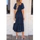 thumbnail image 2 of Vestido midi PRETTYGARDEN para mujer, verano 2025, floral, azul oscuro, 2 of 7