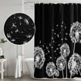 thumbnail image 4 of Polyester Fabric White Dandelion Shower Curtain, Spring Flowers Botanical Vintage Black Waterproof Bathtub Curtain Bathroom Decor Set with Hooks 36 x 72 Inches, 4 of 6