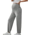 thumbnail image 1 of Bmisegm Pantalon de Maternité Coupe Ajustée Extensible Confortable Décontracté à Jambe Droite pour Femmes, GY1, TTG, 1 of 9