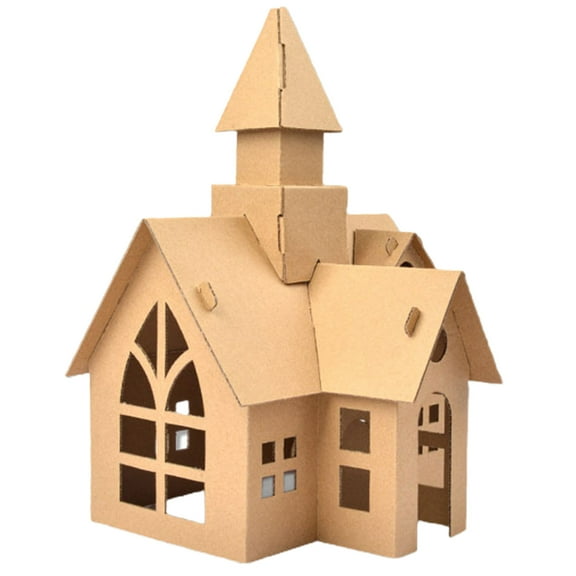 Eosunjian 1 Set Interactive Handmade DIY Assembly Kit Paper Creative House Shape DIY Assembly Accessories for Children