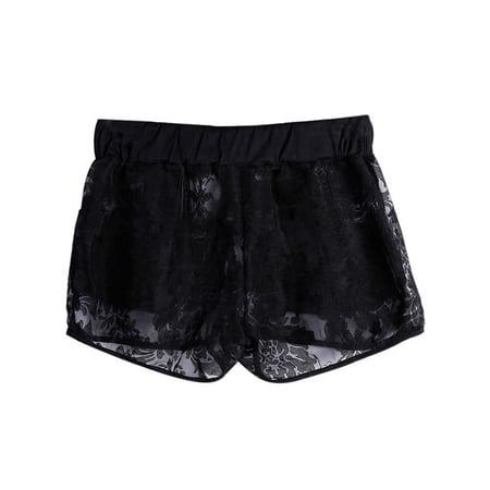 Stretch Crochet - Lavaport Women Sexy Lace Floral Crochet Hollow Shorts Stretch Low Waist Pants