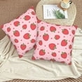 thumbnail image 2 of Cute Strawberry Pink Throw Pillow Covers 18 X 18 Inch Set of 2 Spring Summer Decorative Pillow Cases Cushion Covers for Sofa Couch Car Bedroom Home Decor, 2 of 5