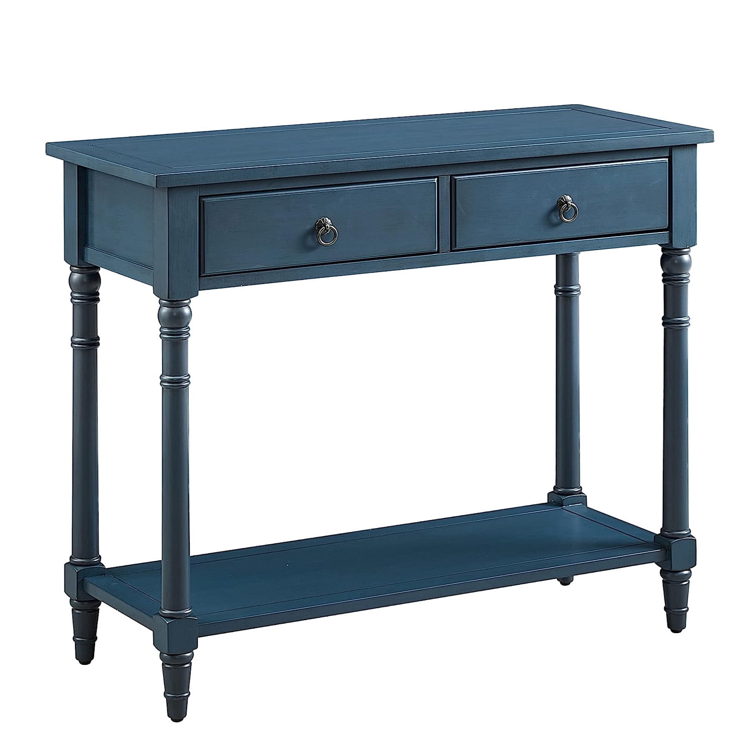 BSHTI Console Table with Drawers, Modern Wooden Entryway Table with Storage Shelf for Living Room, Blue