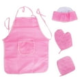 thumbnail image 2 of Delantales para Niños Conjunto de Gorro Y Delantal de Chef para Niños, Manopla para Horno, Almohadilla Caliente, Juego de Simulación, Disfraz de Chef, Rosa, 2 of 7