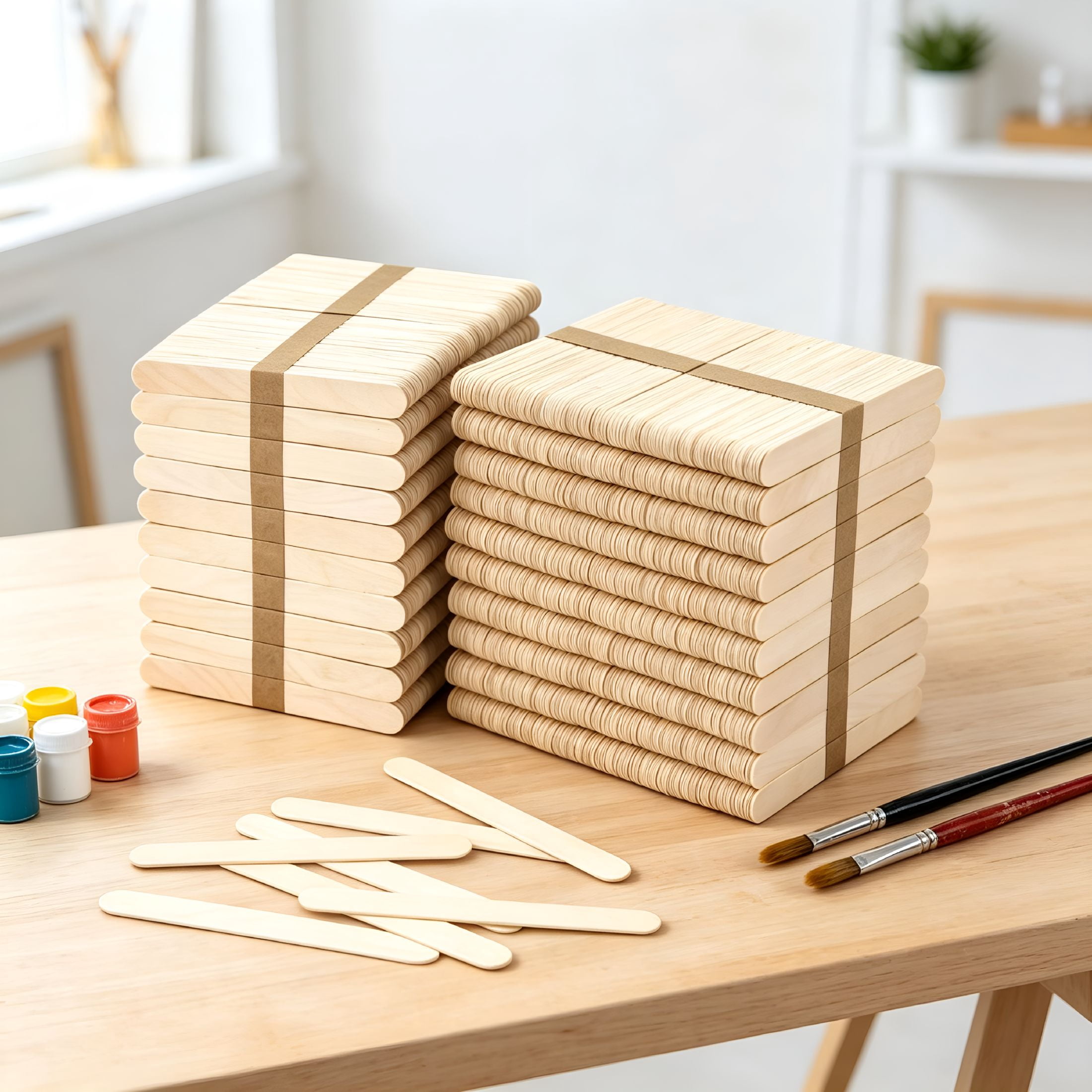 XIBUFE 1500 Wooden Popsicle Sticks for Crafts,6 Inch Wood Craft Sticks,Wide Lollipop Sticks,Treat Sticks Ice Pop Sticks for Creative Designs Or Children Education,Home Art Projects
