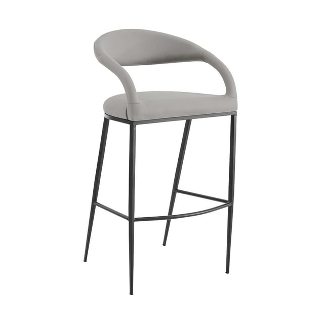 Silla Taburete Benzara Monie con Respaldo Curvo Flotante Gris