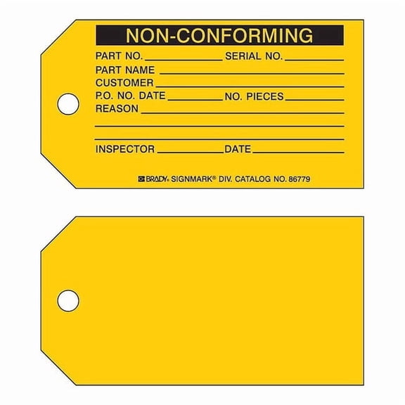 Brady Non-Conforming Tag,3 x 5-3/4 In,PK100 86779