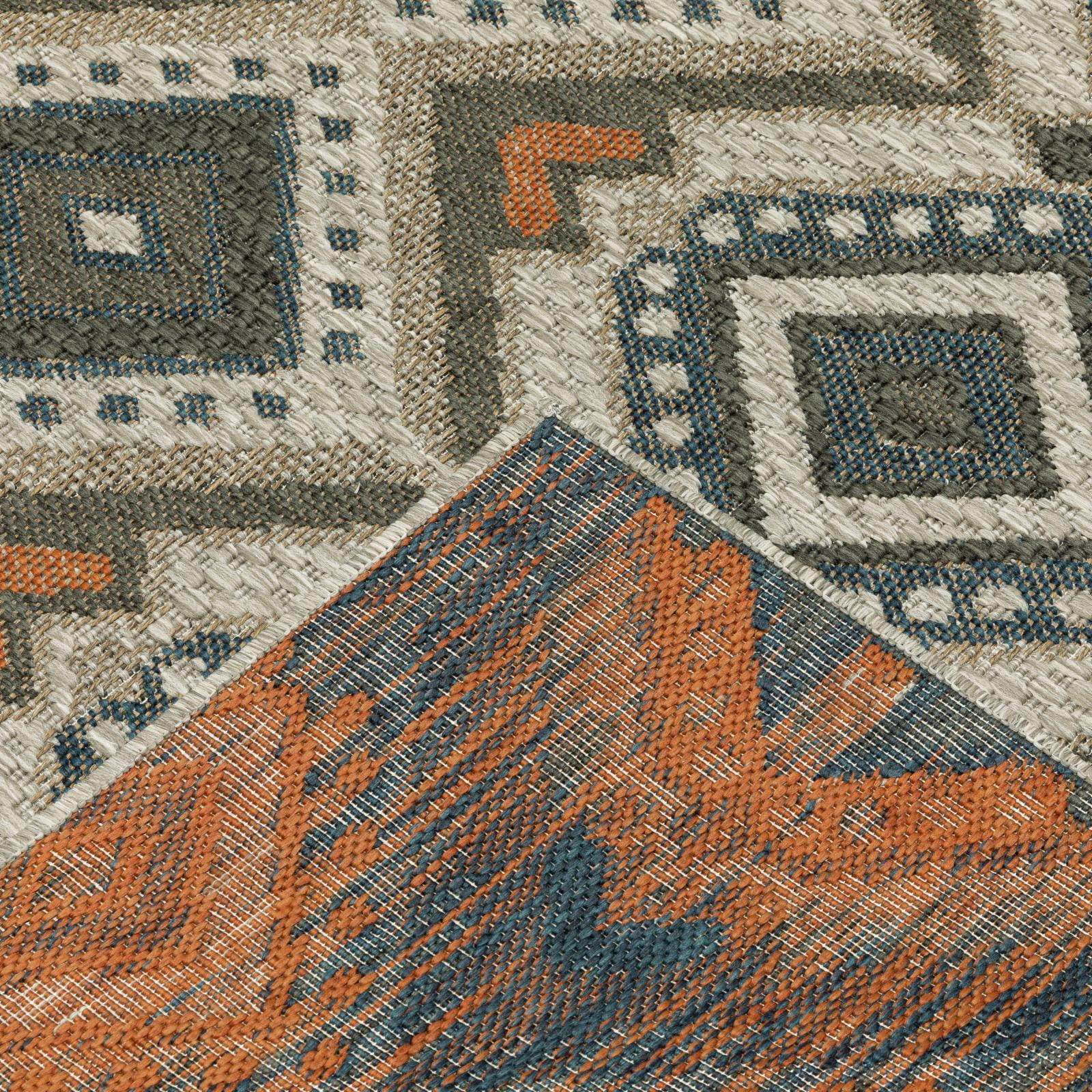 Avalon Home Lakeland Tribal Indoor/Outdoor Rug, 5'3" X 7'3", Grey/ Orange