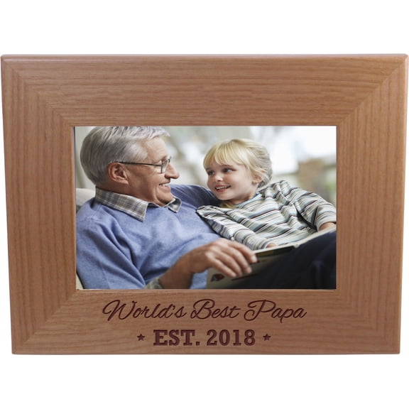 World's Best Papa EST. 2018 4-inch x 6-Inch Wood Picture Frame