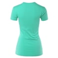 thumbnail image 3 of A2Y Women's Junior Fit Basic Solid Cotton Short Sleeve Crew Neck T Shirt Tee Tops Ash Mint S, 3 of 5