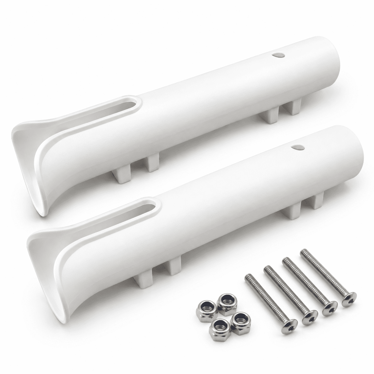 White 2-Tube Fishing Rod Rack for Deep Sea Trolling with Mounting Screws