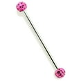 thumbnail image 1 of Surgical Steel Industrial Barbell With Multi-Crystal Balls,Pink, 1 of 2