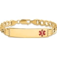 thumbnail image 3 of 14K Yellow Gold Semi-Solid Medical Red Enamel Curb Link Id Bracelet (8 X 10.5) Made In United States xm579fr-8, 3 of 5