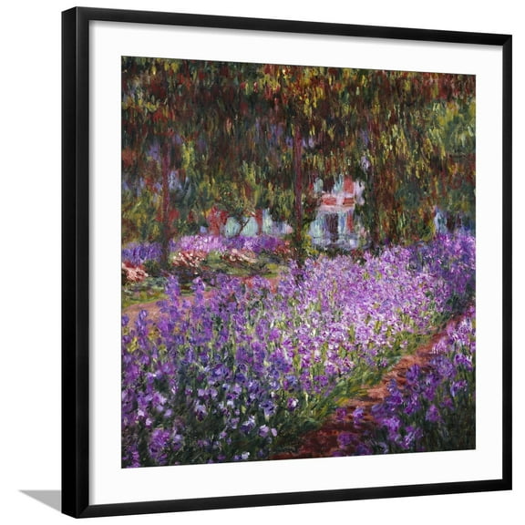 Art.com The Artist's Garden At Giverny, c.1900 Giclee Print by Claude Monet, Black Frame Wall Art, 29" x 29"
