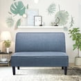 thumbnail image 4 of Andeworld Linen Loveseat Sofa Couch Upholstered Small Loveseat for Bedroom Armless Living Room Chairs Cushioned 2-Seater Settee loveseat (Prints), 4 of 7