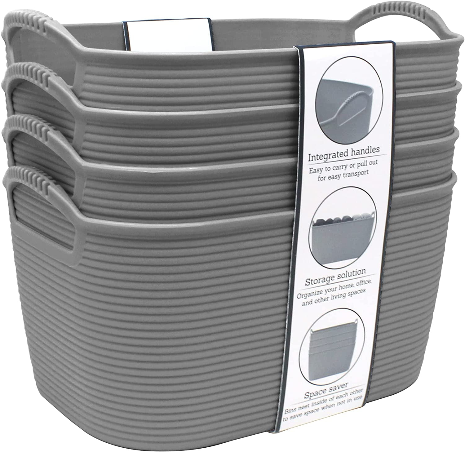 Heritage Living Large Plastic Storage Bins With Handles - Set Of 2 - Yahoo  Shopping