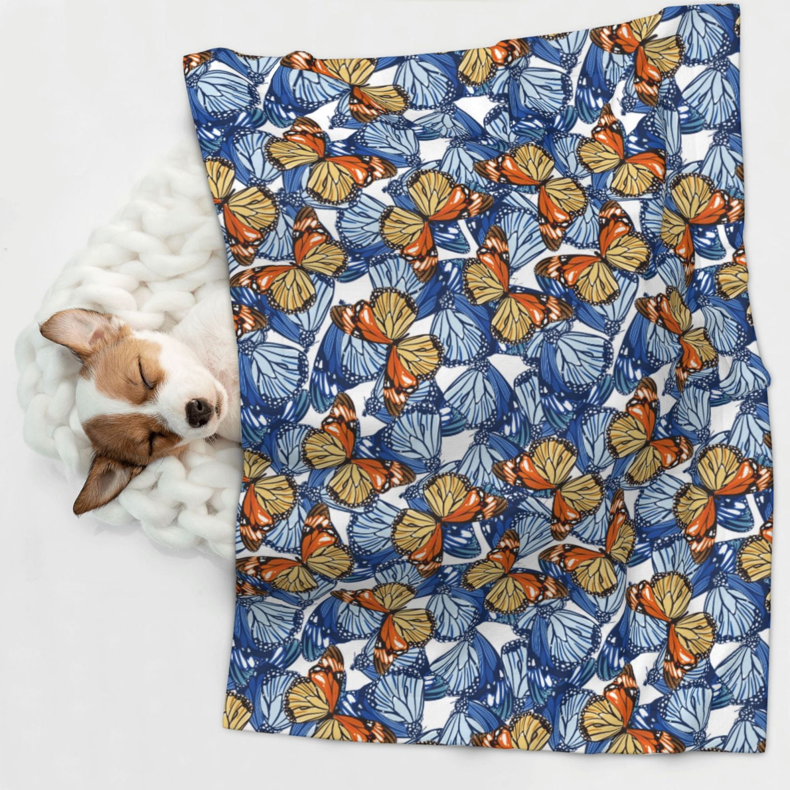 Naloa Colorful Butterfly1 Dog Blanket, 3 Sizes Cat Blanket for Indoor Cats Large Medium Small Dog Gifts-Medium