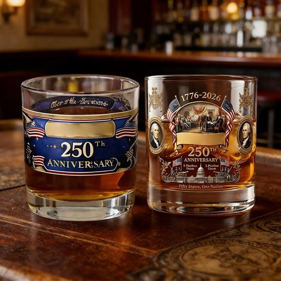 2PCS 250th Anniversary We The People Heritage Whiskey Glass, 1776-2026 Patriotic Engraved Glass for Bourbon Wine, 4th of July Memorial Gift for Men Dad