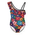 thumbnail image 4 of Uorisanigo Girls Swimsuit One Piece Size 3-4 Single Spaghetti Strap Summer Beach Vacation Swimwear Colorful Floral Bathing Suit, 4 of 7