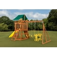 thumbnail image 4 of Sky View Cedar Backyard Playset Yellow Slide | W: 17'10" D: 9'4" H: 9'9" | Glider & Belt Swings | Binoculars, Steering Wheel & Telescope | Kids Age 3-12 | ASTM Standards | 10-Year Warranty on Wood, 4 of 5