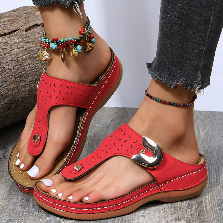 Midsumdr Sandals For Women Slide Wedges Fashion Orthotic Flip Flop