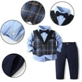 thumbnail image 2 of Chenyin Toddler Baby Boys Gentleman Suit 4PCS Infants Long Sleeved Dress Shirt+vest+bow Tie+ Pant Spring Fall Cotton Formal Set 9M-5T, 2 of 8