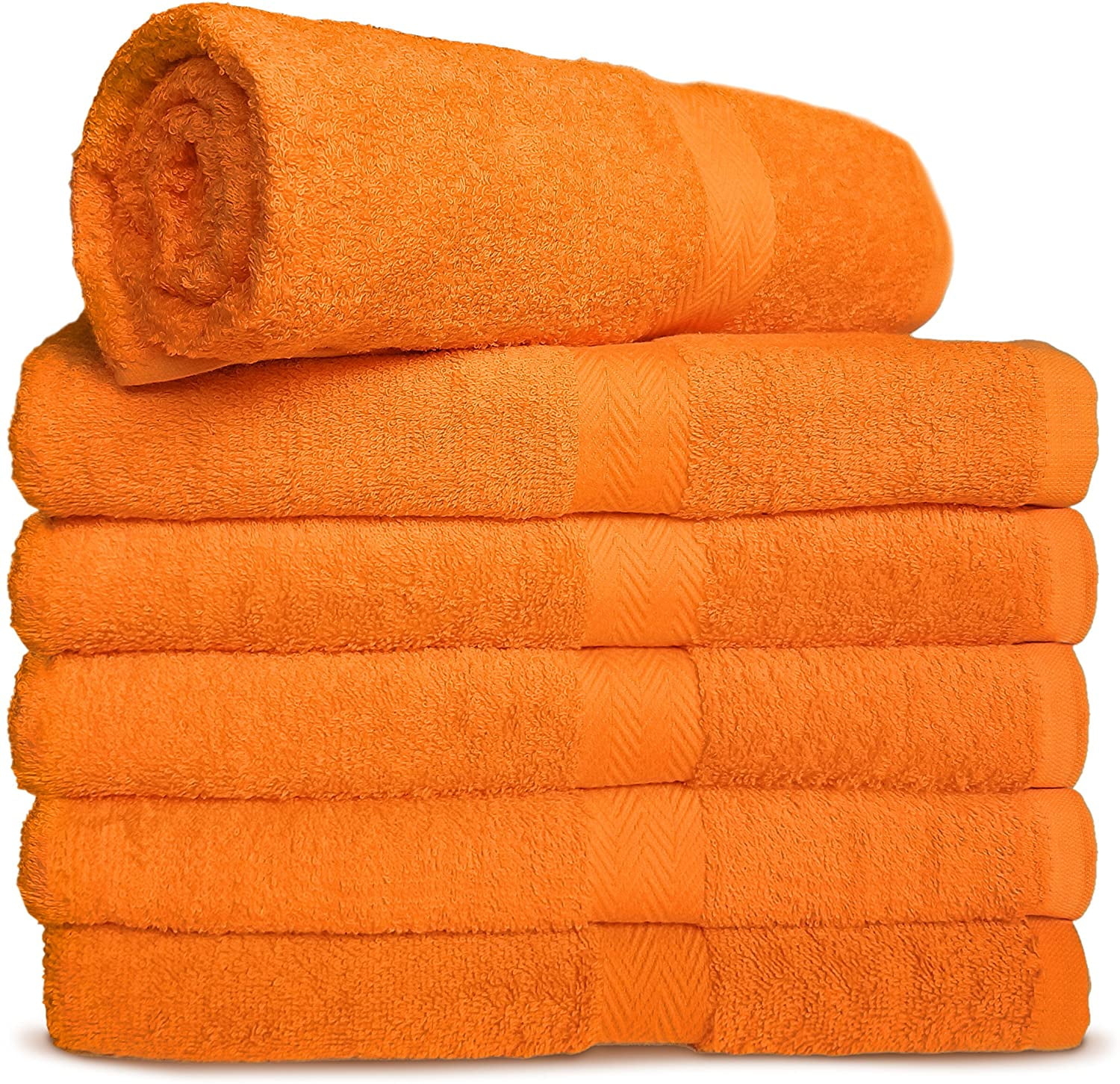 Royal Comfort Orange 24x48 Bath Towels, 9.0 Lbs per dz, Combed Cotton