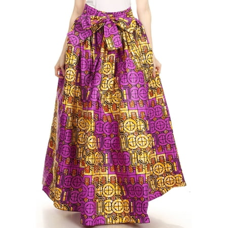 Sakkas - Sakkas Ami Women's Maxi Long African Ankara Print Skirt ...