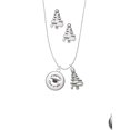 thumbnail image 2 of Delight Jewelry Silvertone Domed Class of 2024 Silver tone Zig Zag Christmas Tree Charm Necklace and Stud Earrings, 2 of 4