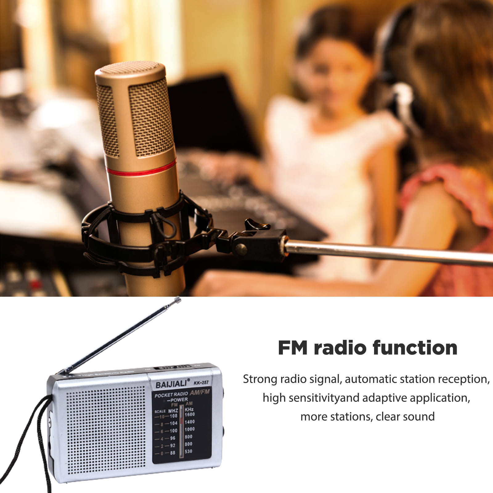 Mini AM/FM Radio AA Battery Powered Full-wave Band Emergency Radio (KK218  Black) 