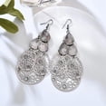 thumbnail image 4 of Hyasfey 1 Pair Hook Earrings Exaggerated Retro Geometric Elegant Hollow Flowers Waterdrop Pendant Women Dangle Earrings Fashion Jewelry, 4 of 8