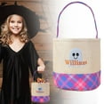 thumbnail image 1 of AKEGAMN Clearance! Halloween Handbag Basket Canvas Bucket Halloween Decorative Hand Held Cloth Basket Large Capacity Storage Candy Basket The material its durability and sturdiness, allowing for lon, 1 of 9