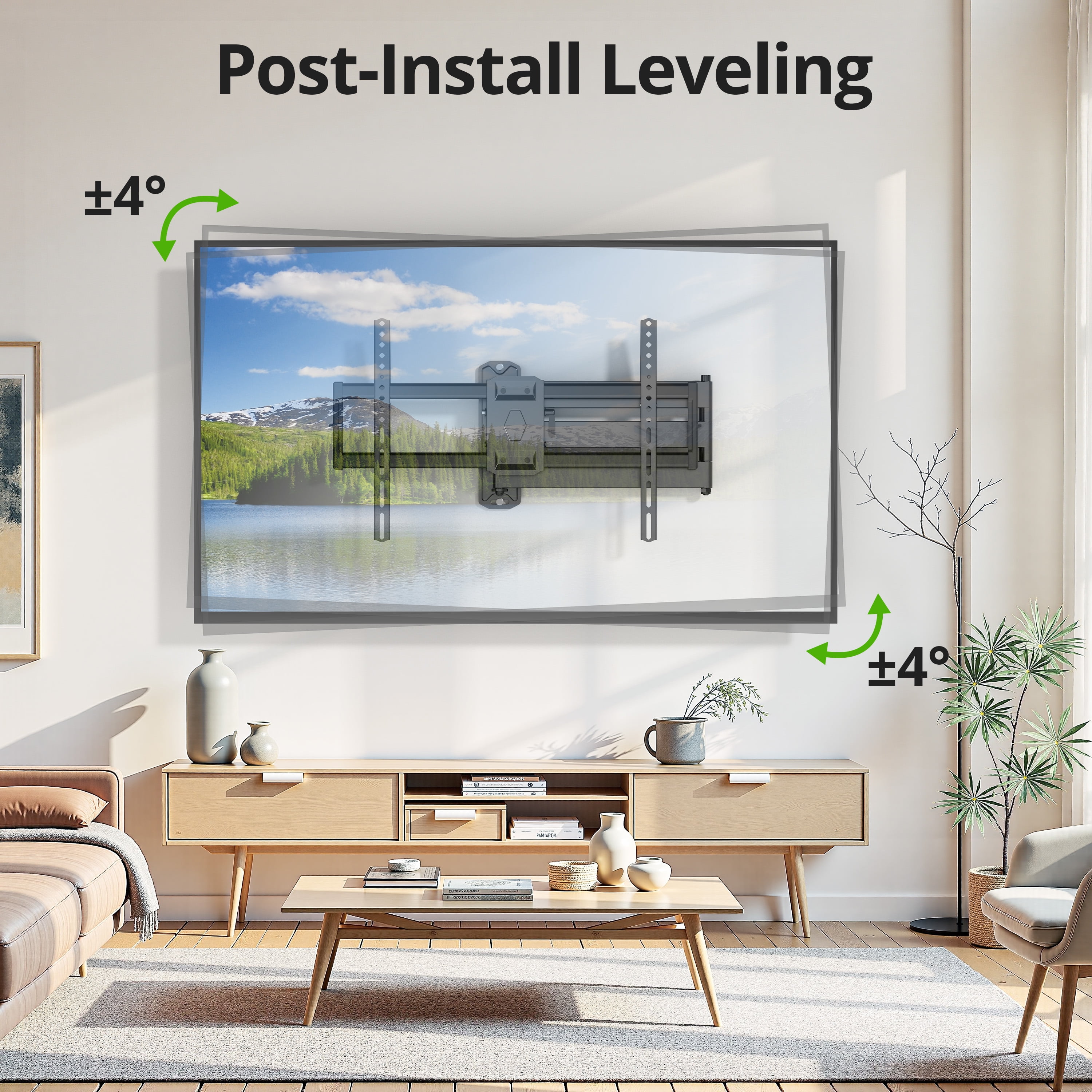 USX MOUNT Corner Full Motion TV Wall Mount for 32-80" TVs, 32.37" Extension, Swivel Tilt Arm, Max VESA 600x400mm, Holds 100 lbs