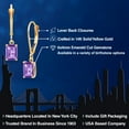 thumbnail image 2 of Gem Stone King 14K Yellow Gold Purple Amethyst Earrings for Women | 1.04 Cttw | Gemstone February Birthstone | Emerald Cut 6X4MM, 2 of 6