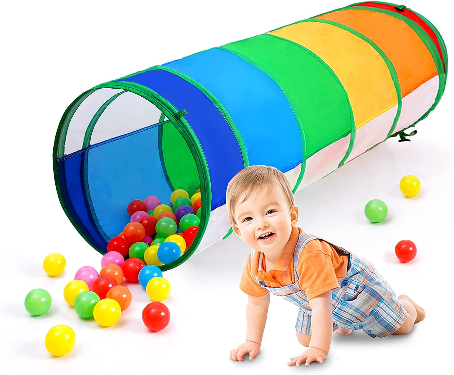 Tunnel for Toddlers, Kids Tunnel Crawling Indoor Outdoor Rainbow Mesh