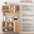 thumbnail image 2 of Rovaurx 70.9" Kitchen Pantry Cabinet with Microwave Shelf, Rattan Freestanding Storage Cabinet with Charging Station, Sideboard Buffet Cabinet with Drawers and Doors, Natural KBG002ME, 2 of 7