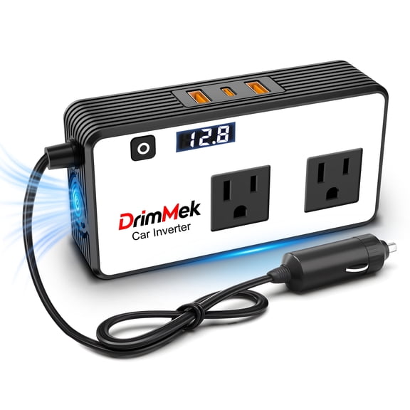 300W Car Power Inverter Car Plug in Adapter Outlet DC Inverter 12V to 110V AC with 24W USB-C & USB-A Dual AC Outlet