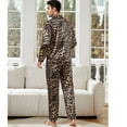 thumbnail image 4 of Couple-style leopard print high-quality ice silk imitation silk cardigan, long-sleeved pants and pajama set, 4 of 6