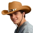 thumbnail image 6 of DFEK Classic Western Cowboy Hat Style Sun Fashion Headwear for Men and Women Brown One Size, 6 of 6