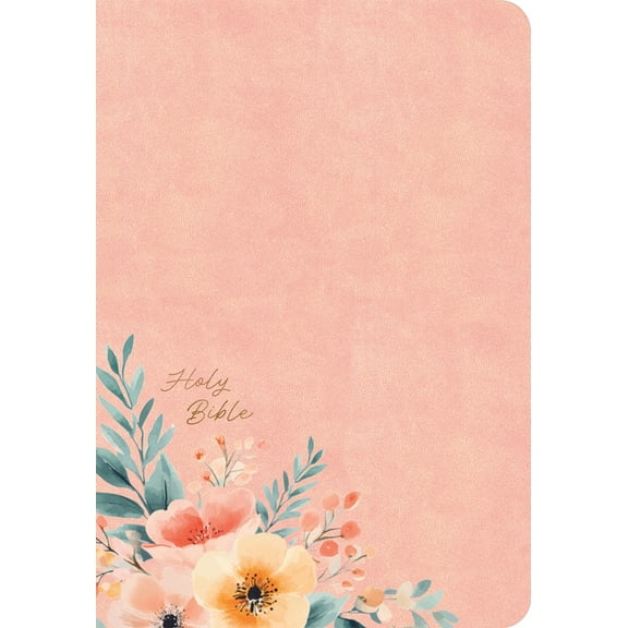 CSB Large Print Personal Size Reference Bible, Optimal Type, Digital Study Edition, Peach Floral Leathertouch, Indexed, (Hardcover)