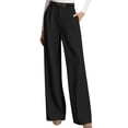 thumbnail image 2 of Womens Wide Leg Dress Pants Business Casual Flowy Work Palazzo Pants High Waisted Slacks Trousers Black L, 2 of 7