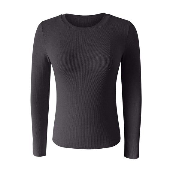 Tiqkatyck Womens Tops on Sale, Women's Spring and Summer Pure Color High Elastic Long Sleeve Undershirt Top Underscrub Long Sleeve Women Shirts for Women, Black Shirt L