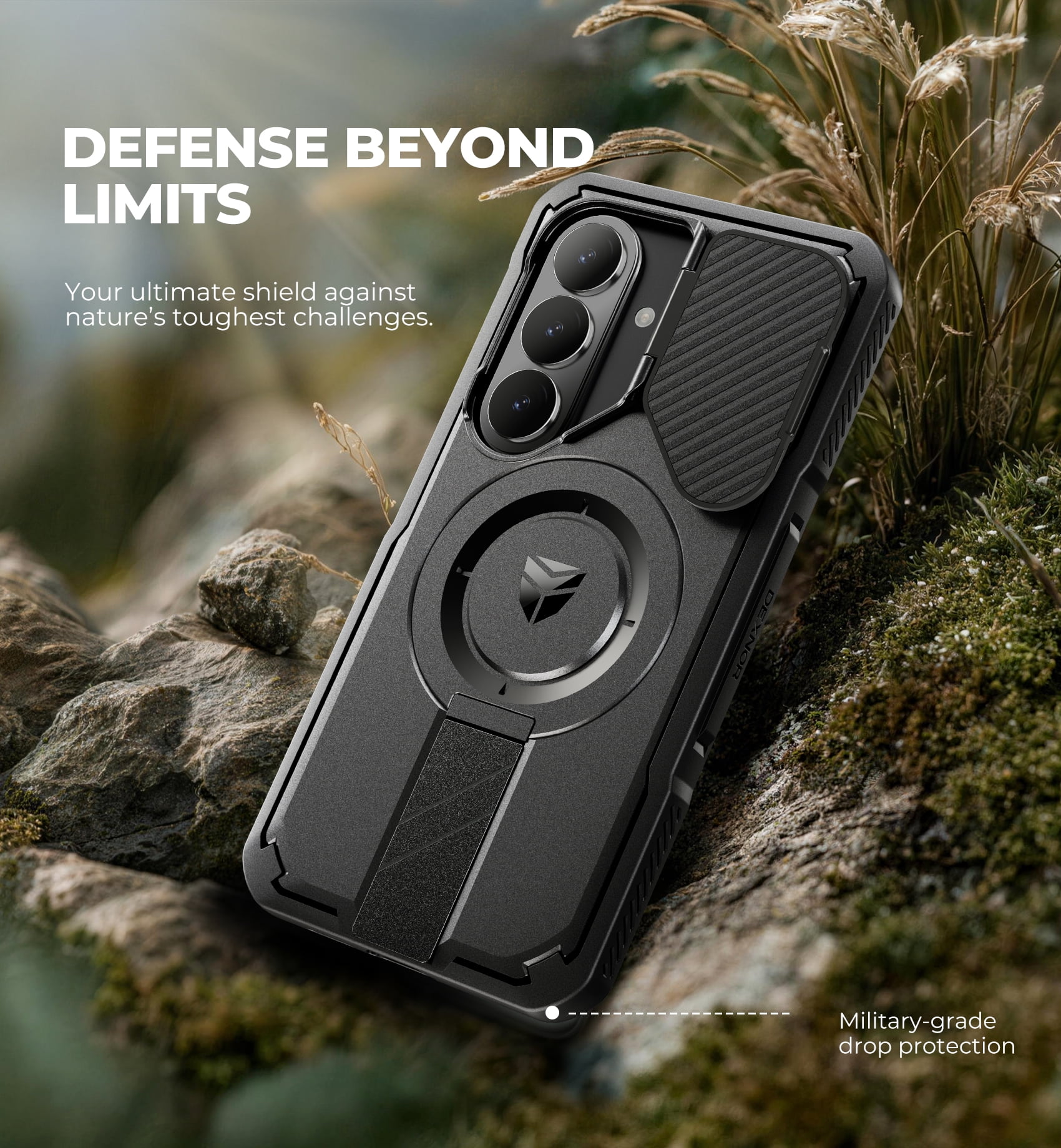 Dexnor for Samsung Galaxy S26 Case with Camera Cover & Adjustable Kickstand & Screen Protector, Compatible with MagSafe, Rugged Shockproof Bumper Cases Magnetic Protective Cover(2026),6.3" Black