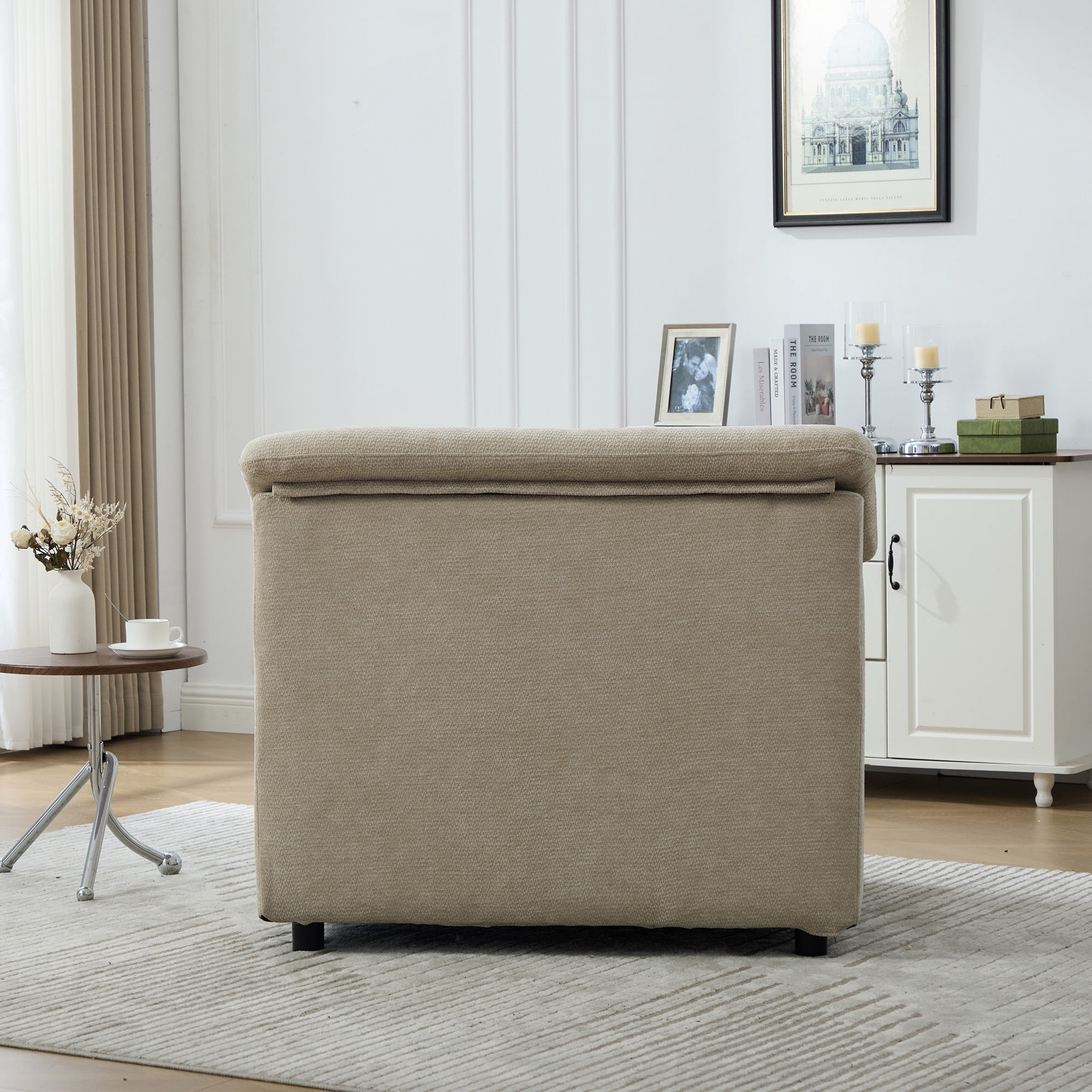 HOQBN 38" Oversized Accent Chair,Chenille Upholstered Living Room Chairs,Modern Arm Chair for Living Room, Bedroom,Wheat