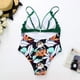 thumbnail image 4 of Eigraketly Traje de baño de mujer sin mangas espalda abierta acolchado mono estampado viaje vacaciones traje de baño con correa verde + flor negra L Type2 NO2 Eigraketly OD021064-08, 4 of 6