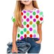 thumbnail image 2 of Blusas y camisas de manga corta con cuello redondo Camiseta estampada de manga corta para niños Cuello redondo Media manga Casual Versátil Top de poliéster para niñas, 2 of 5
