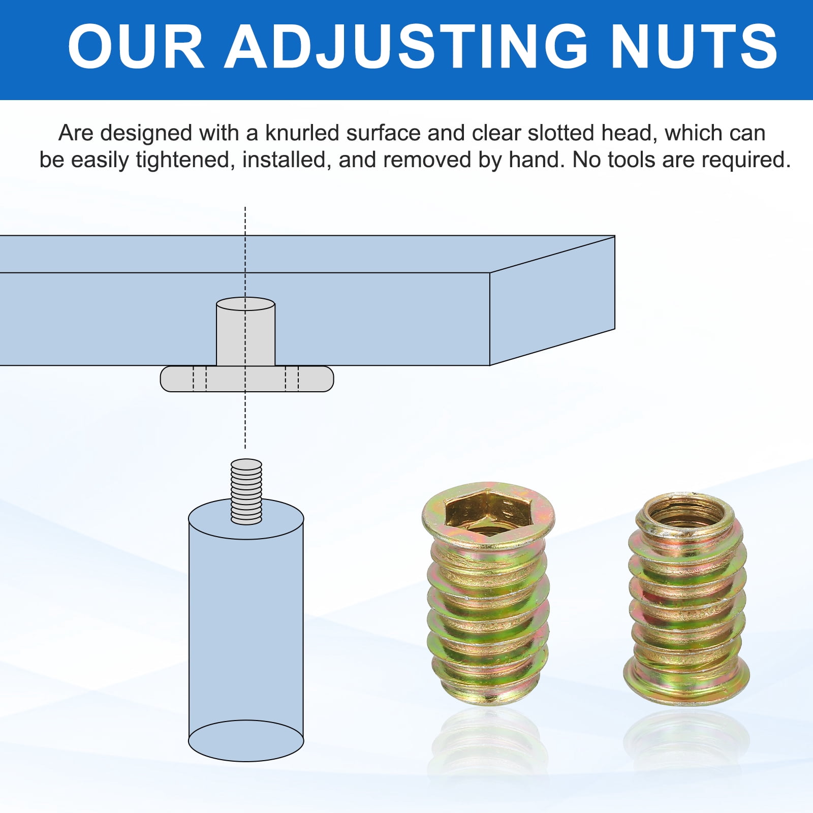 28Pcs Threaded Inserts Nuts, M10x25mm Hex Socket Drive Nut Inserts for Wood