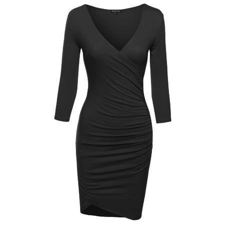 FashionOutfit Women's Super Sexy 3/4 Sleeve Body Con Wrap (Best Body Shaper For Tight Dress)